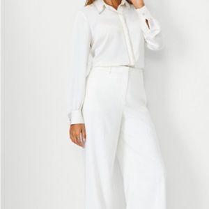 Ann Taylor high waist wide leg pant in winter white